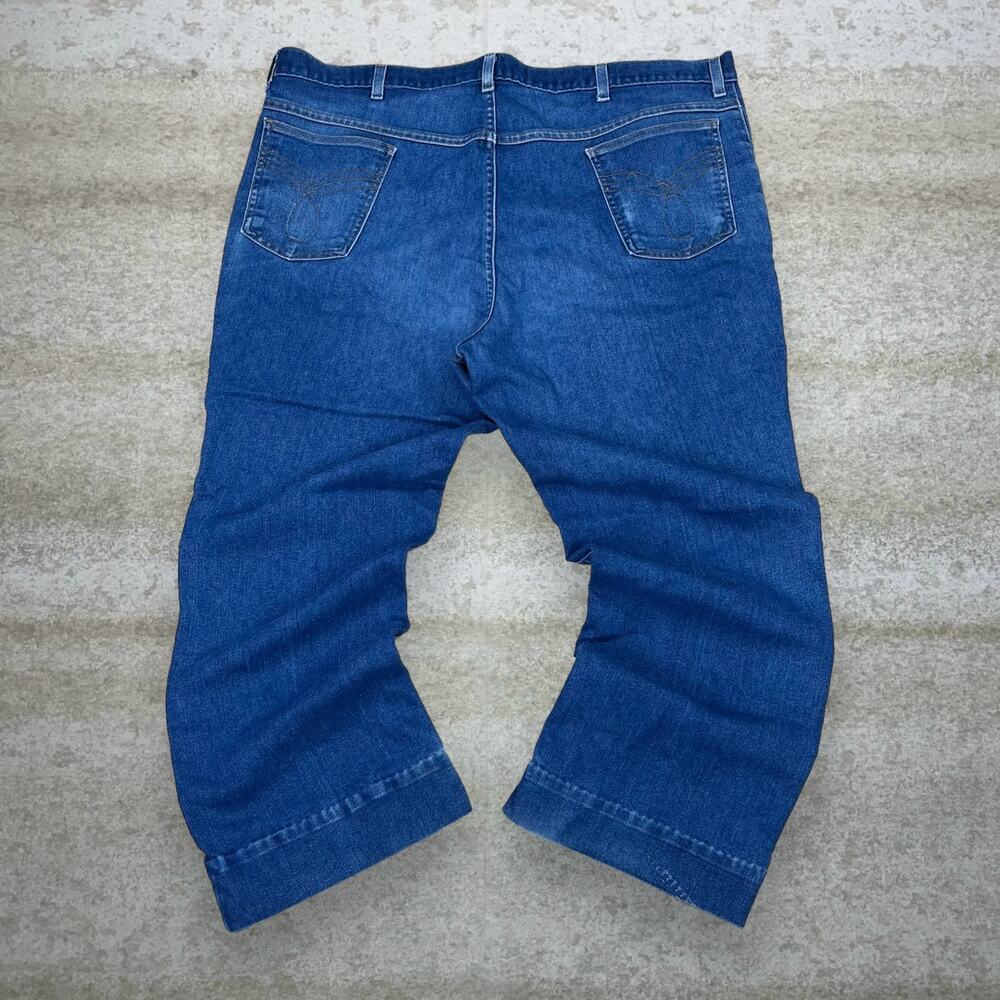 True Vintage 70s Jeans 44x27 Baggy Flared Leg Fit Medium Wash Denim
